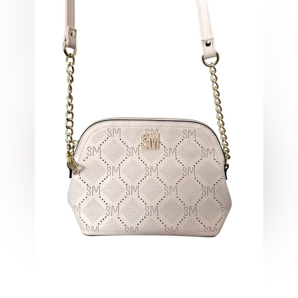 Steve Madden Handbags - Steve Madden BMaggie White Crossbody Vegan Faux Leather Bag with Gold accents